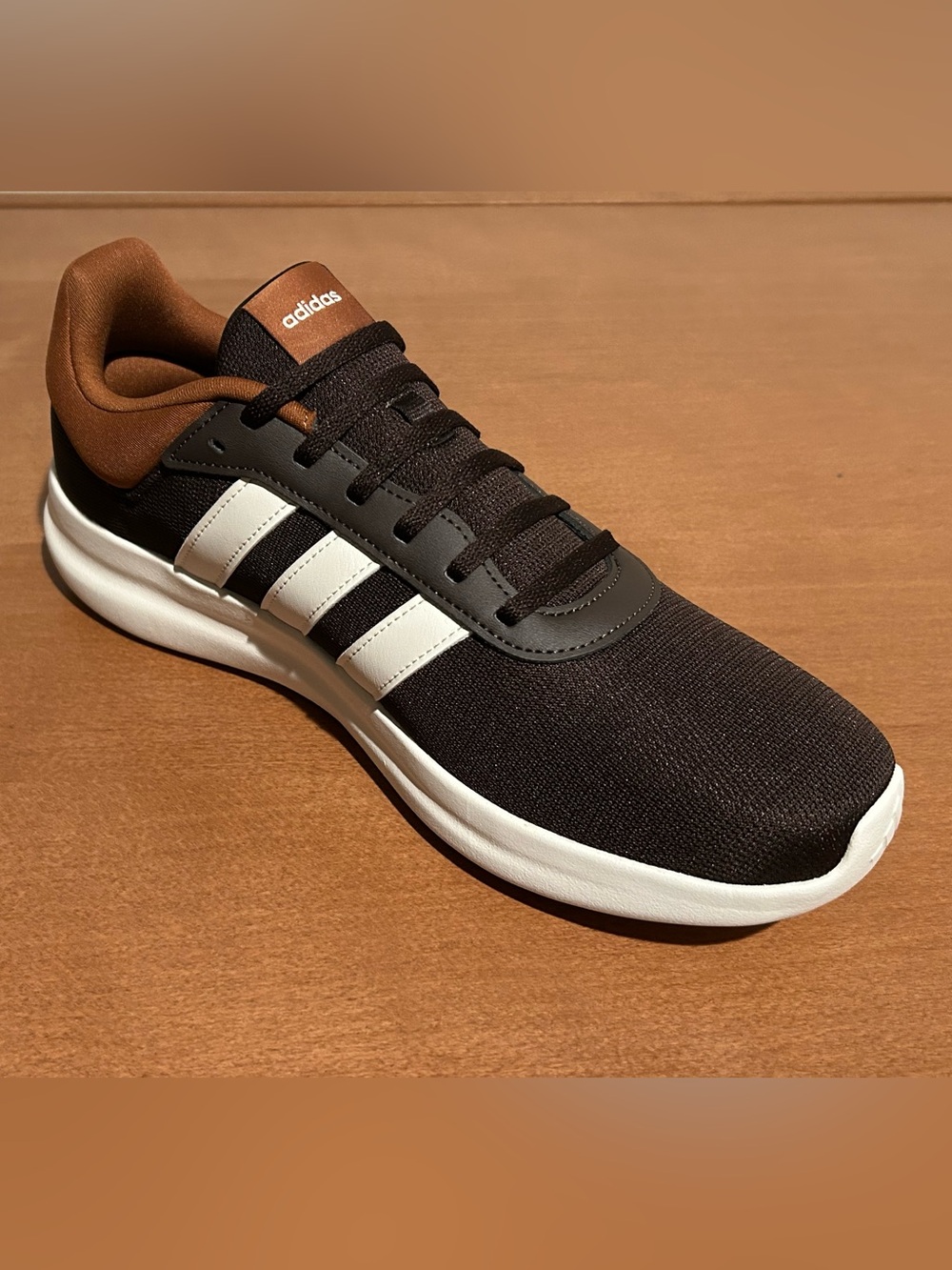 adidas Men’s Brown and White Lite Racer Sneakers - Picture 8 of 11